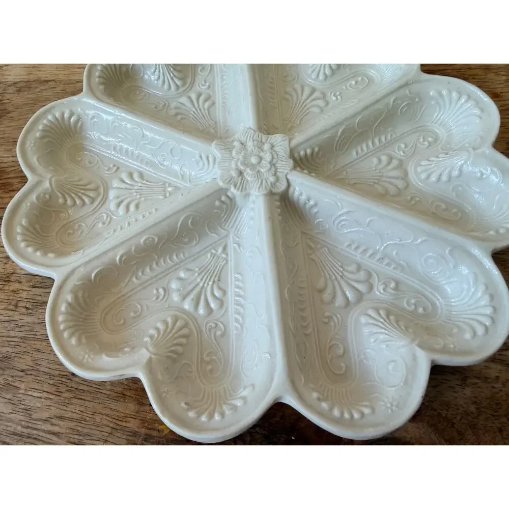Staffordshire Heart Shortbread Mold Oyster Dish Met Museum Reproduction Vintage